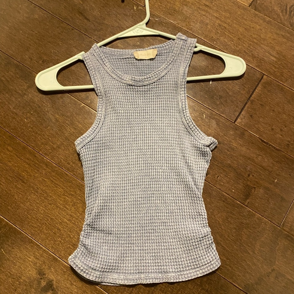 Light blue tank top with sinched sides